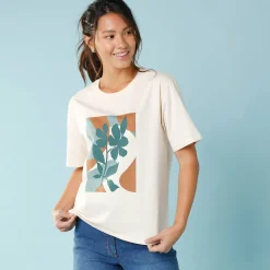 T-shirt met korte mouwen en geplaatste print, kleine lengtes