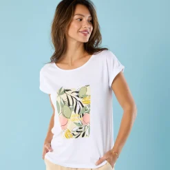 T-shirt met korte mouwen en geplaatste print, Kleine Lengtes