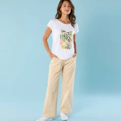 T-shirt met korte mouwen en geplaatste print, Kleine Lengtes