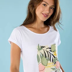 T-shirt met korte mouwen en geplaatste print, Kleine Lengtes