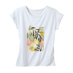 T-shirt met korte mouwen en geplaatste print, Kleine Lengtes