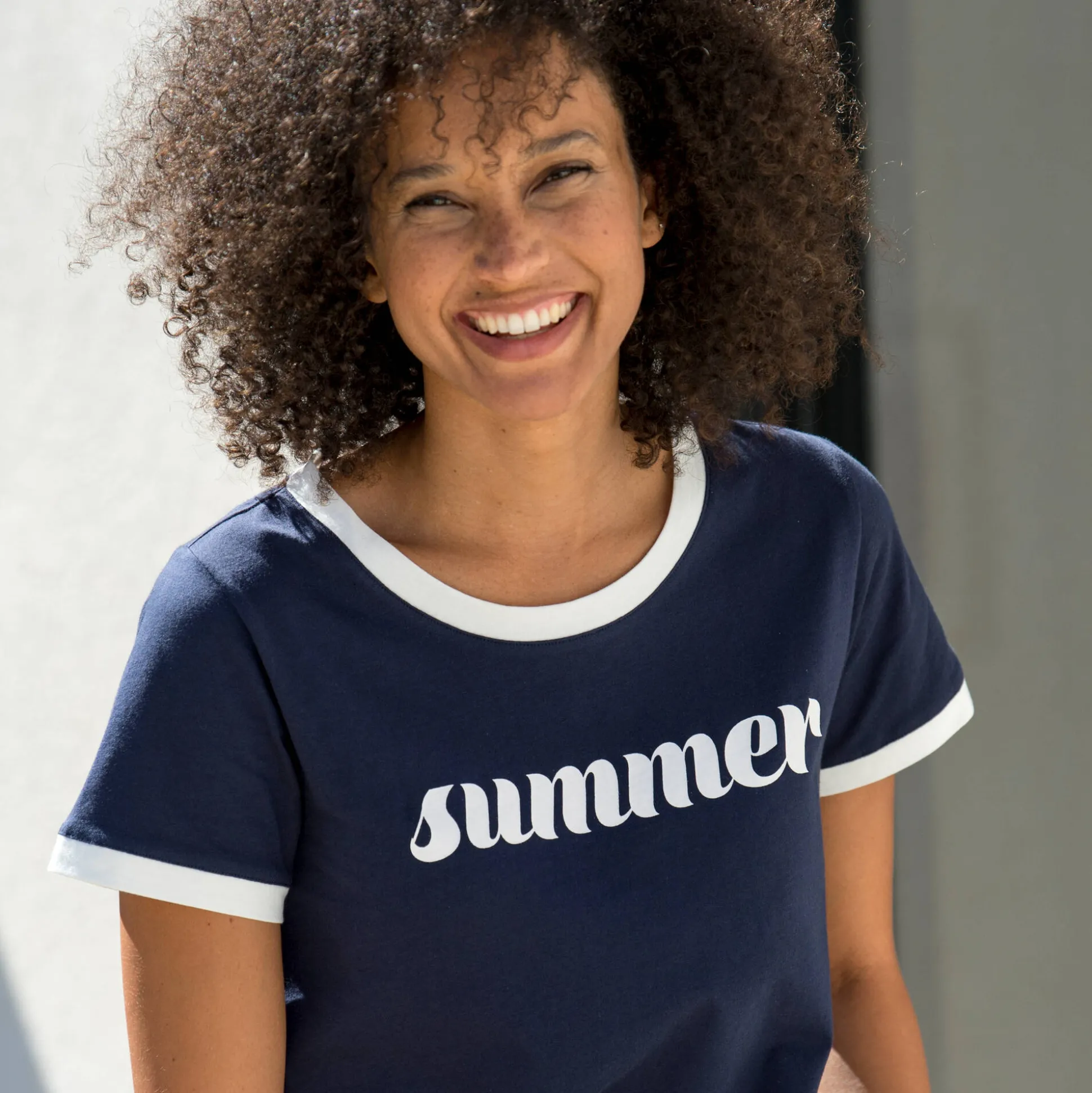 T-shirt met korte mouwen en opdruk “Summer"