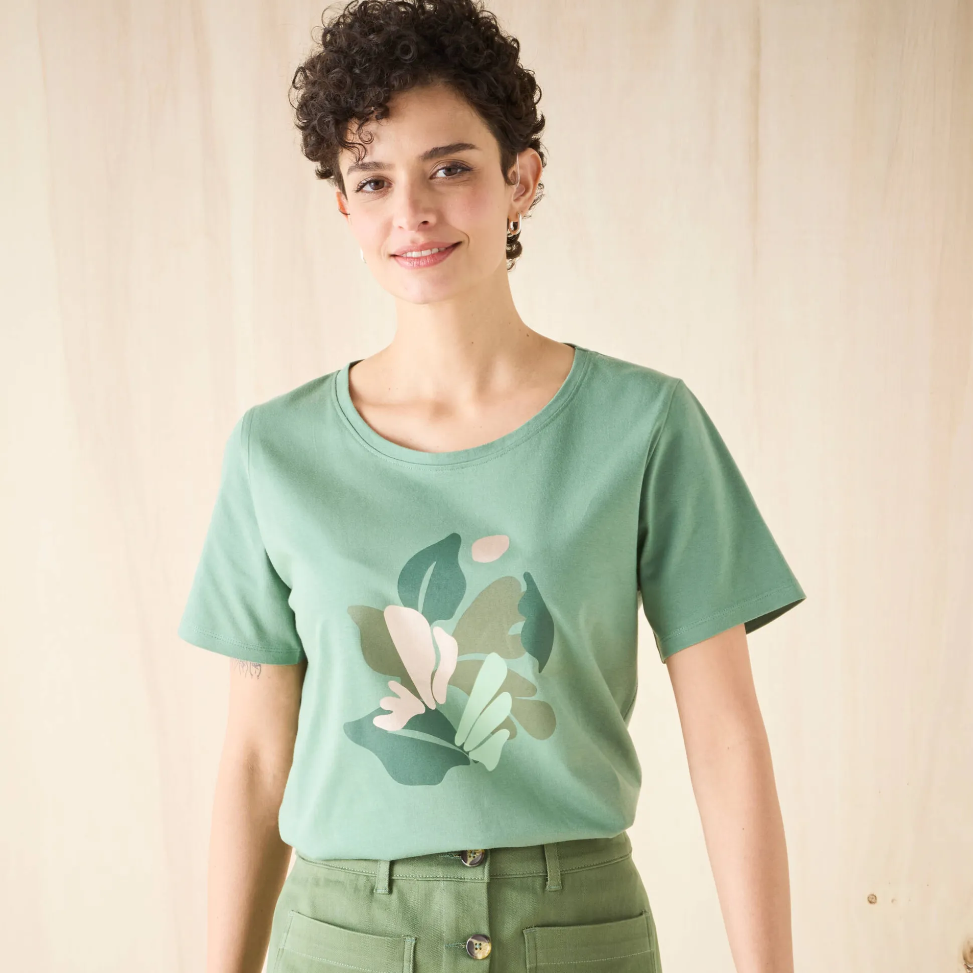 T-shirt met korte mouwen en geplaatste print
