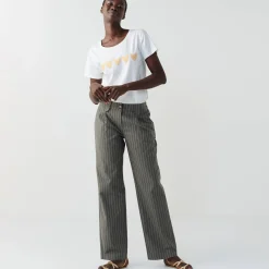 T-shirt met korte mouwen, goudkleurige hartjesprint