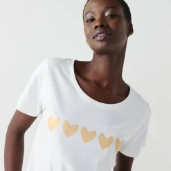 T-shirt met korte mouwen, goudkleurige hartjesprint