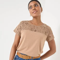 T-shirt met korte mouwen in kant