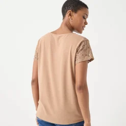 T-shirt met korte mouwen in kant