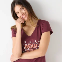 T-shirt met korte mouwen in effen katoen geplaatste 