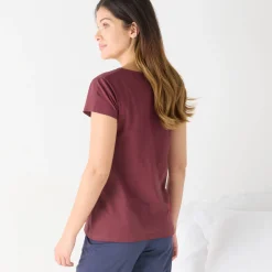 T-shirt met korte mouwen in effen katoen geplaatste 