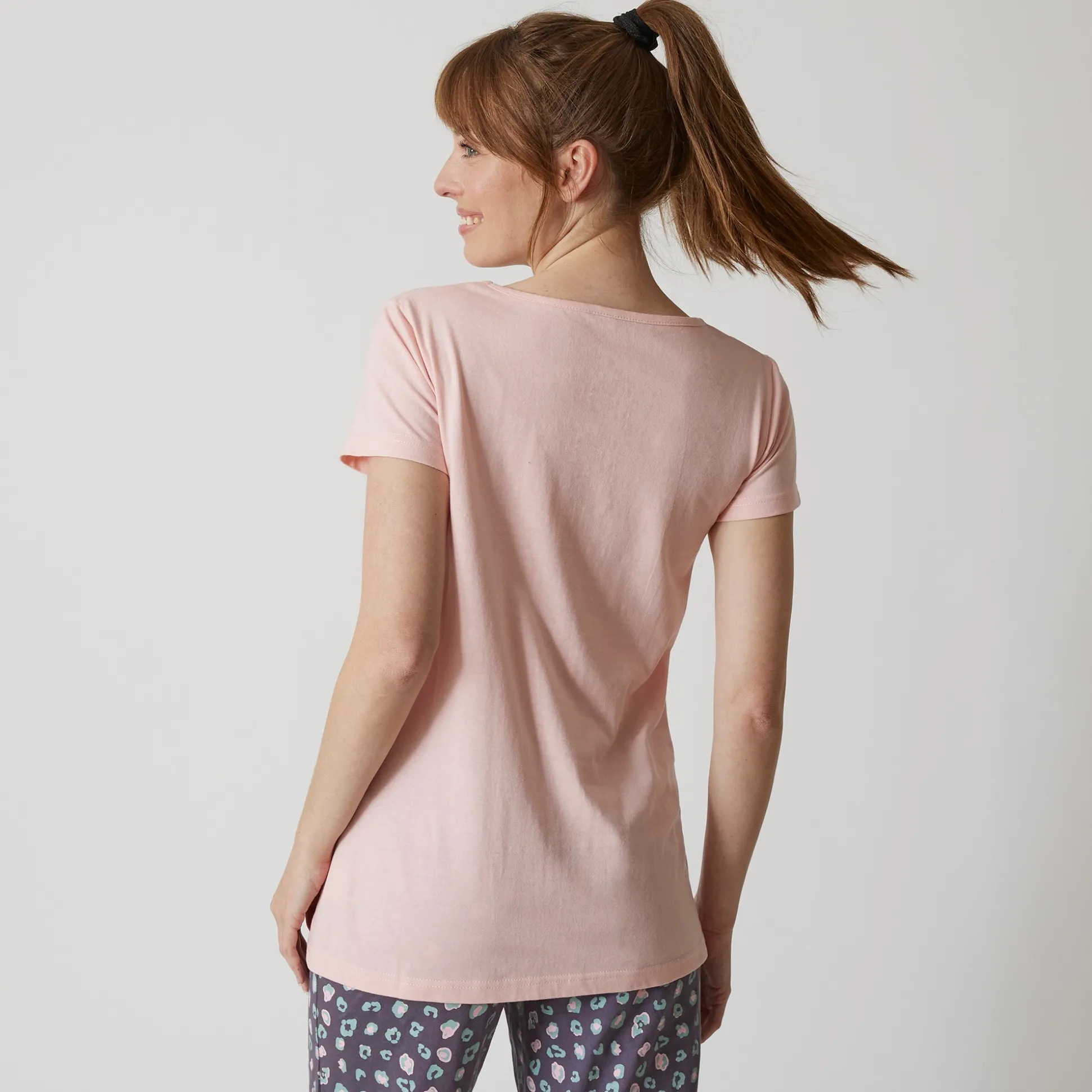 T-shirt met korte mouwen in effen katoen geplaatste "Beautiful" print