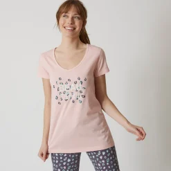 T-shirt met korte mouwen in effen katoen geplaatste
