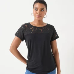 T-shirt met korte mouwen in kant