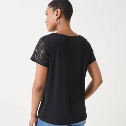 T-shirt met korte mouwen in kant