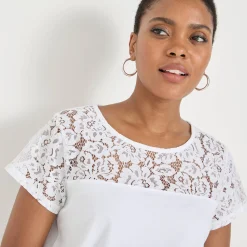 T-shirt met korte mouwen in kant