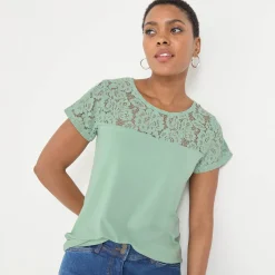 T-shirt met korte mouwen in kant