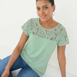 T-shirt met korte mouwen in kant