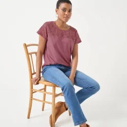 T-shirt met korte mouwen in kant