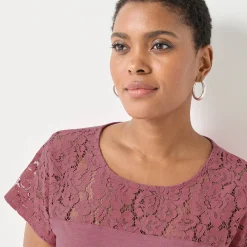 T-shirt met korte mouwen in kant