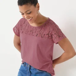 T-shirt met korte mouwen in kant