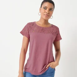 T-shirt met korte mouwen in kant