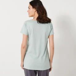T-shirt met korte mouwen in effen katoen geplaatste