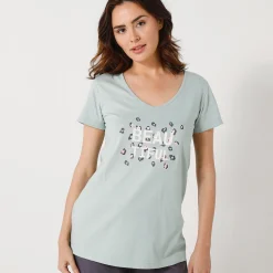 T-shirt met korte mouwen in effen katoen geplaatste