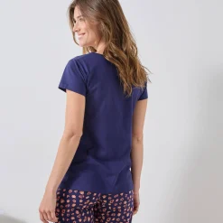 T-shirt met korte mouwen in effen katoen geplaatste 