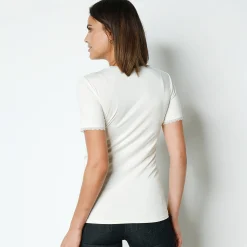 T-shirt met korte mouwen, 'tweede huid'-warmte en kanten details