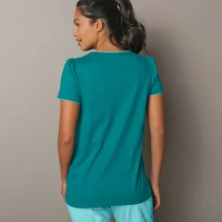 T-shirt met landelijke print aan de hals - korte mouwen