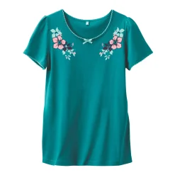 T-shirt met landelijke print aan de hals - korte mouwen