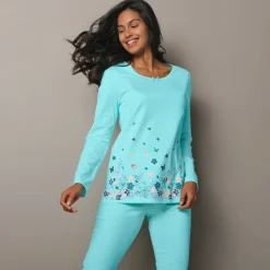 T-shirt met landelijke print onderaan - lange mouwen