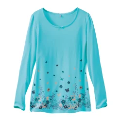 T-shirt met landelijke print onderaan - lange mouwen