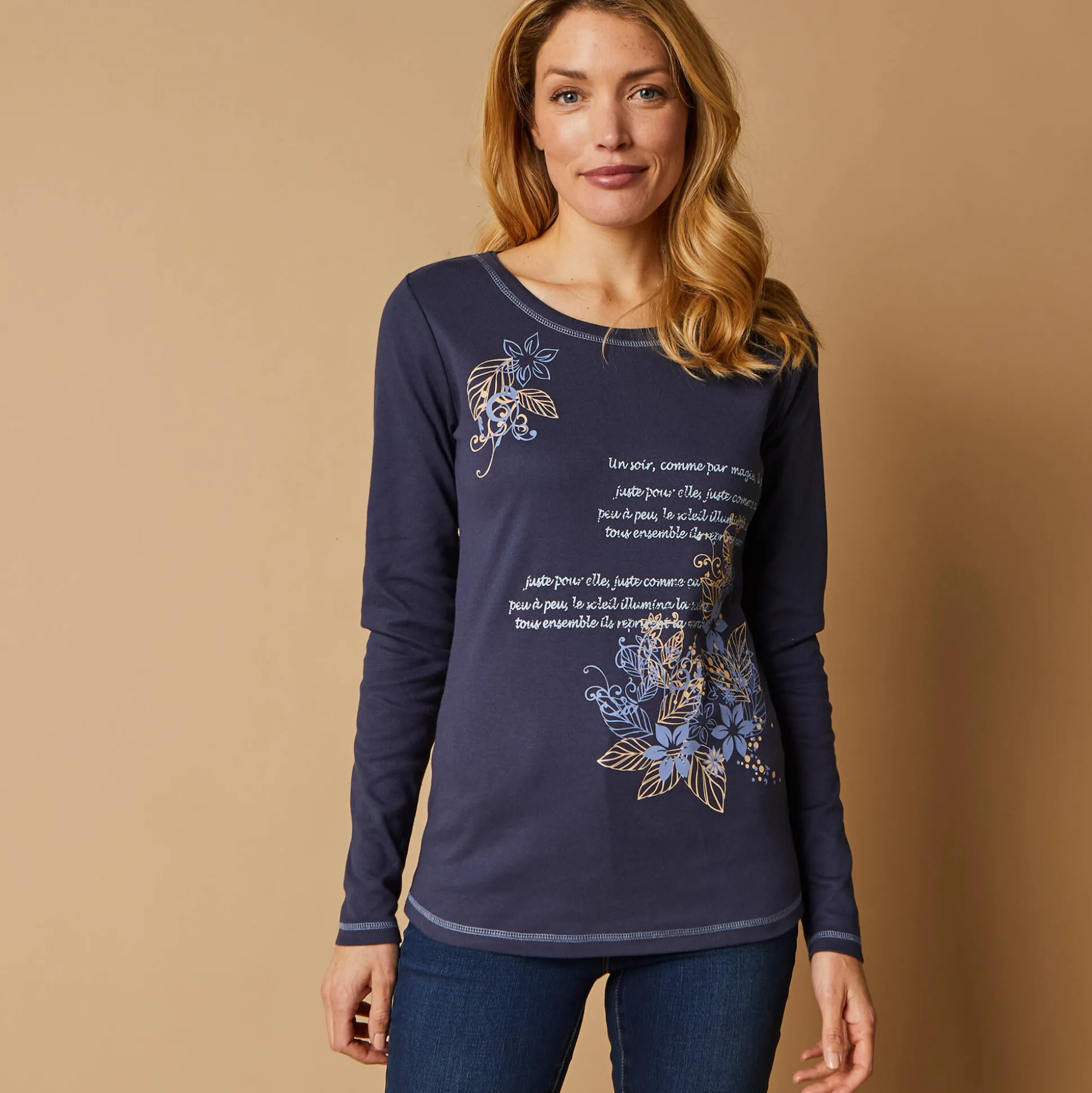 T-shirt met lange mouwen en bloemenprint