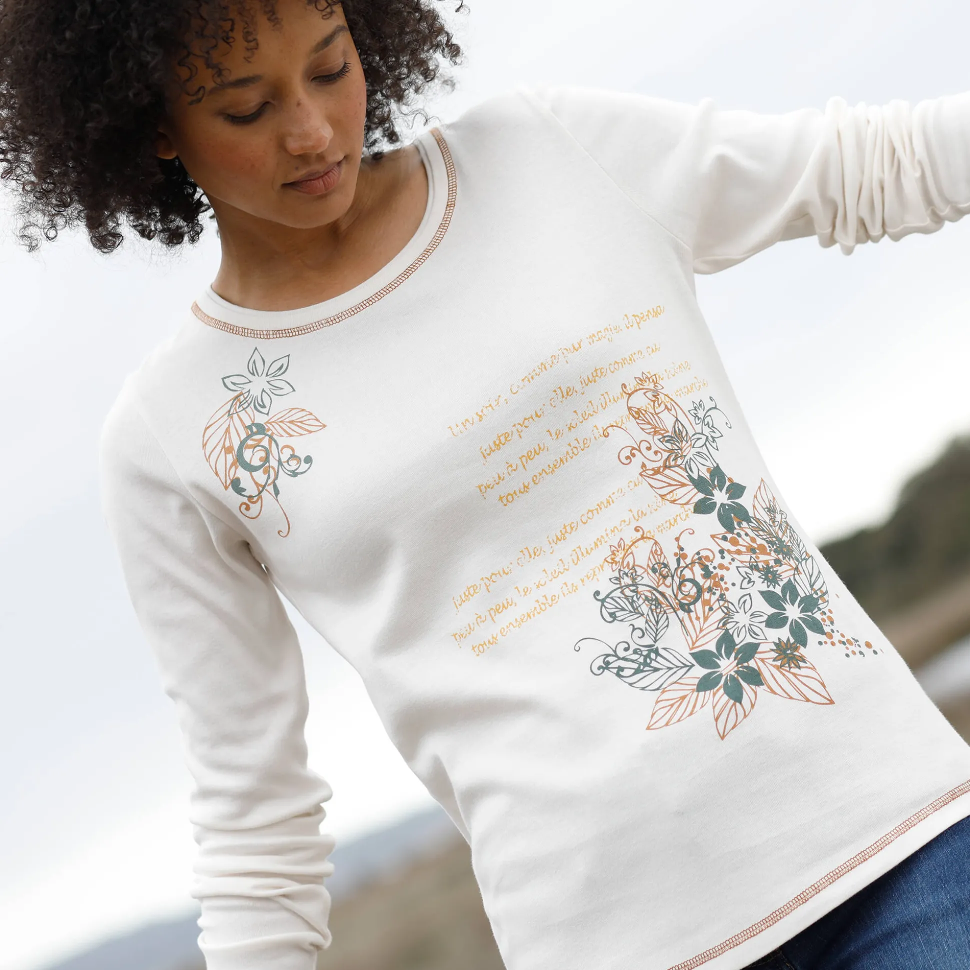 T-shirt met lange mouwen en bloemenprint