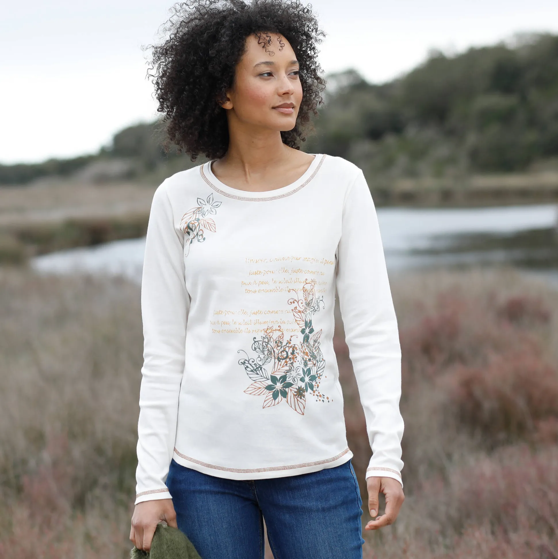 T-shirt met lange mouwen en bloemenprint
