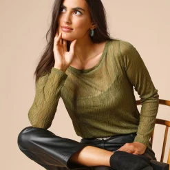 T-shirt met lange mouwen, fantasie nettricot