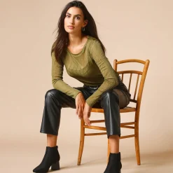 T-shirt met lange mouwen, fantasie nettricot