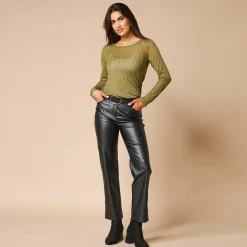 T-shirt met lange mouwen, fantasie nettricot