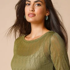T-shirt met lange mouwen, fantasie nettricot