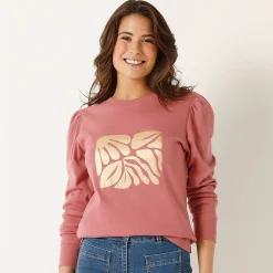 T-shirt met lange mouwen, glanzende print