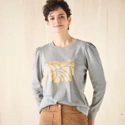 T-shirt met lange mouwen, glanzende print