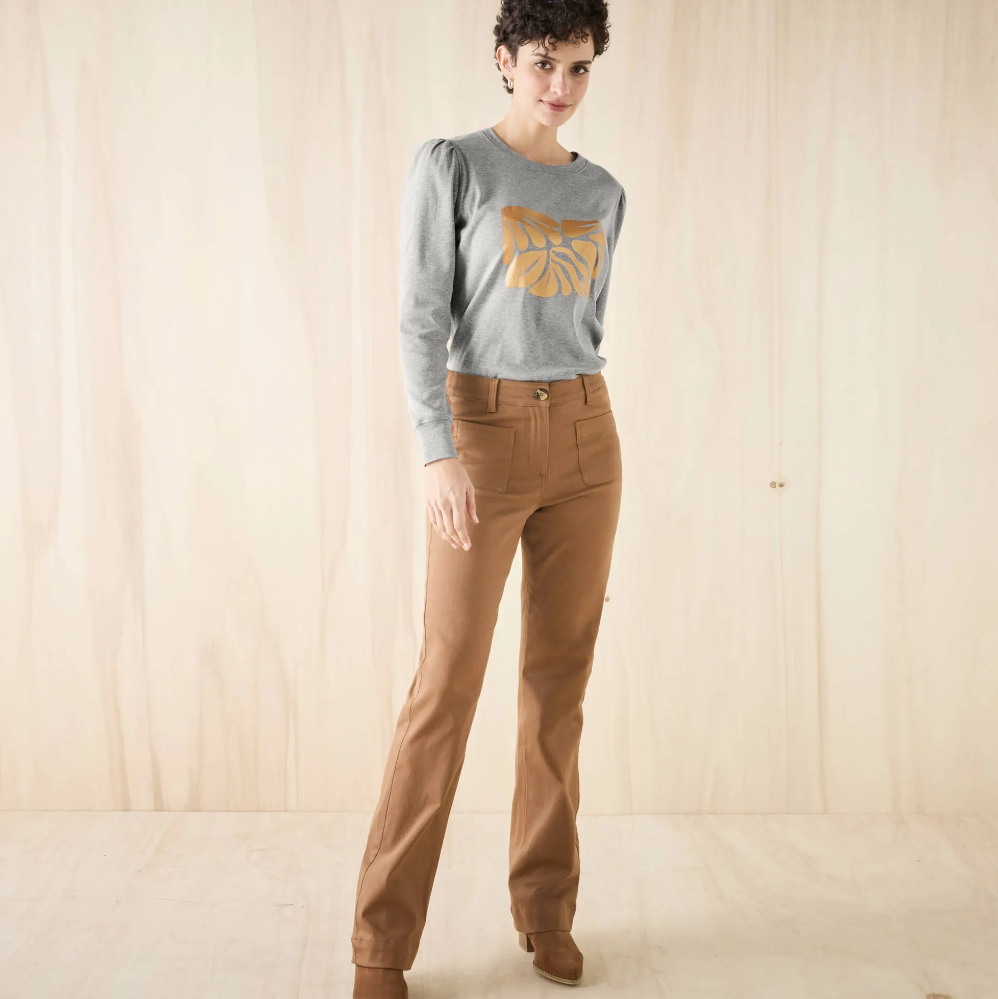 T-shirt met lange mouwen, glanzende print