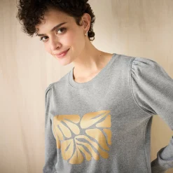 T-shirt met lange mouwen, glanzende print
