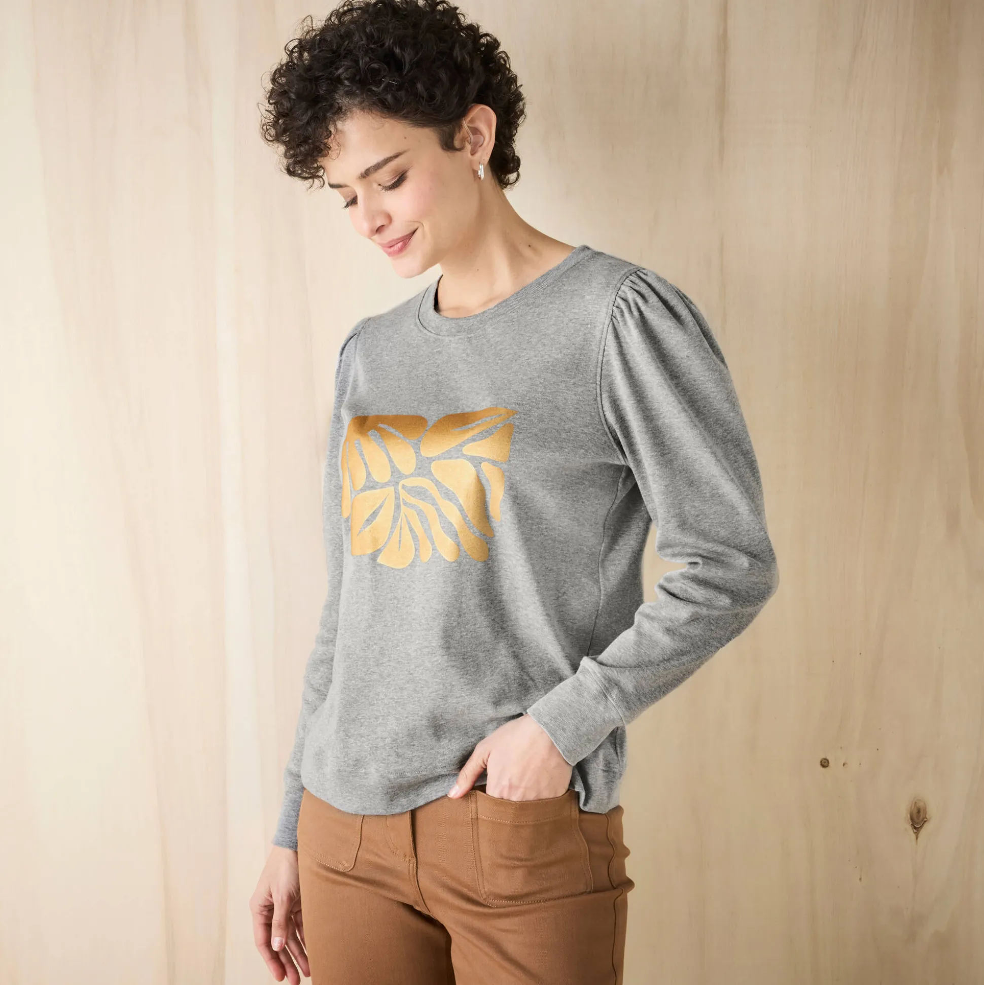 T-shirt met lange mouwen, glanzende print