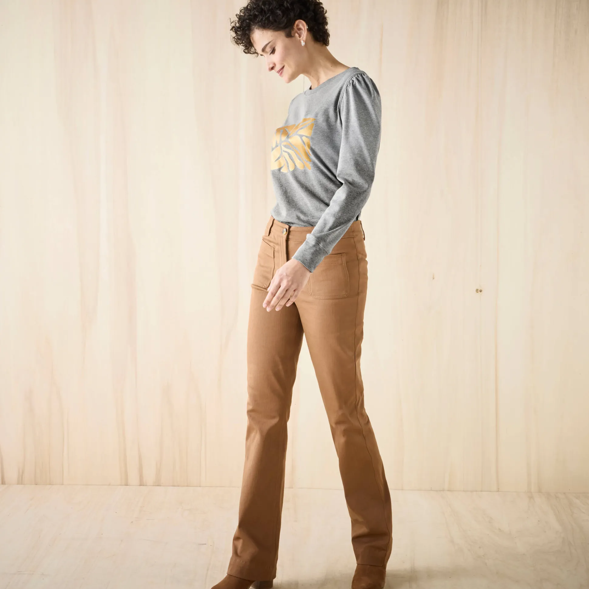 T-shirt met lange mouwen, glanzende print