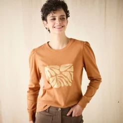 T-shirt met lange mouwen, glanzende print