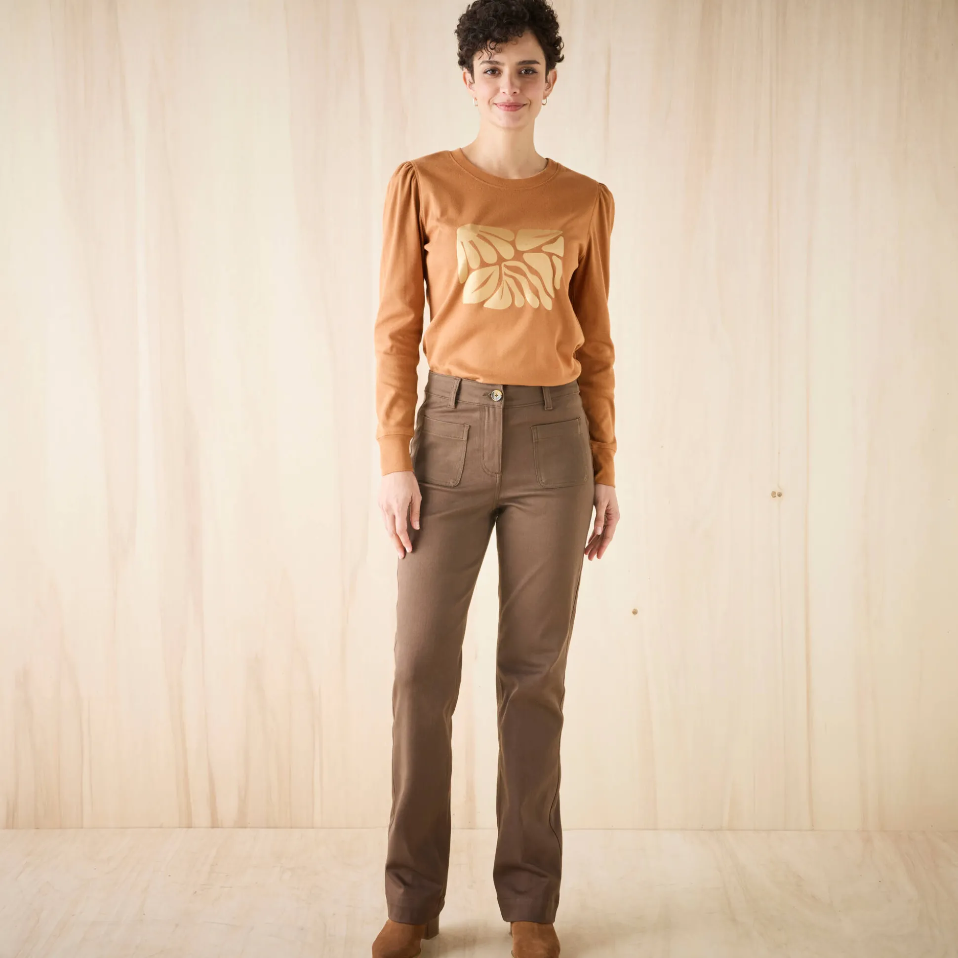 T-shirt met lange mouwen, glanzende print