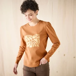 T-shirt met lange mouwen, glanzende print