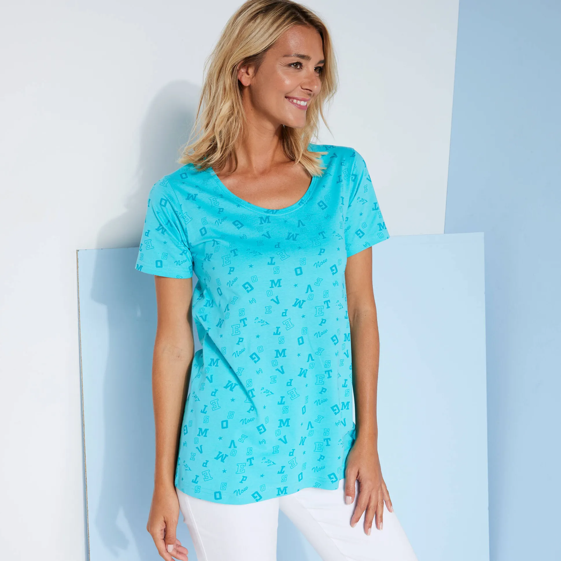 T-shirt met letterprint
