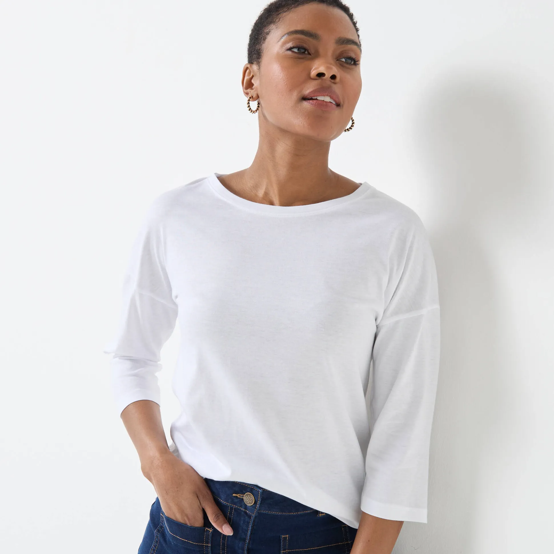 T-shirt met loose volume en 3/4-mouwen